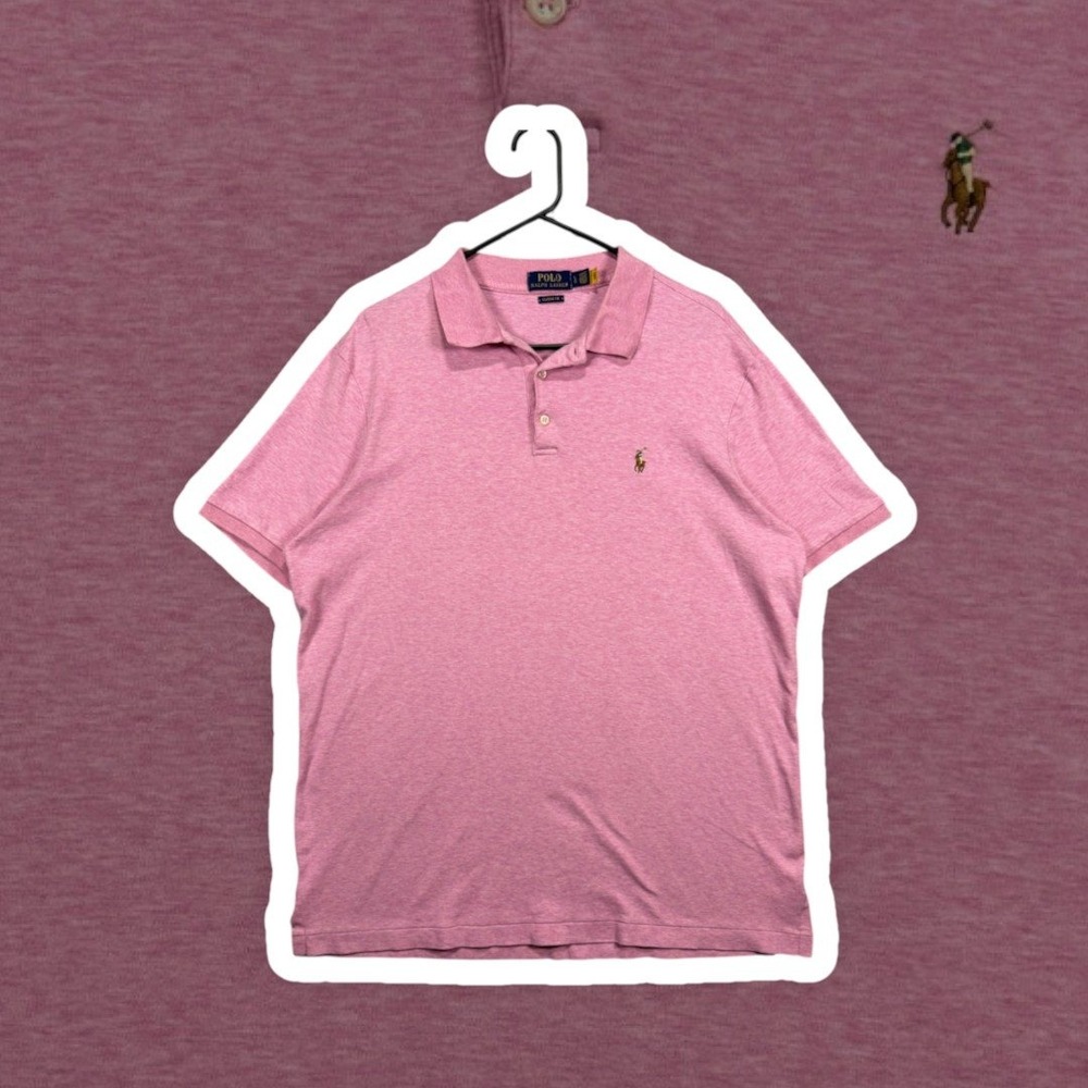 Polo Ralph Lauren Mens Classic Fit Interlock Polo Pink Large Heather Flesh Pony